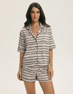 Piżamy damskie - Piżama damska krótki rękaw LATTE Esotiq beżowy L - miniaturka - grafika 1