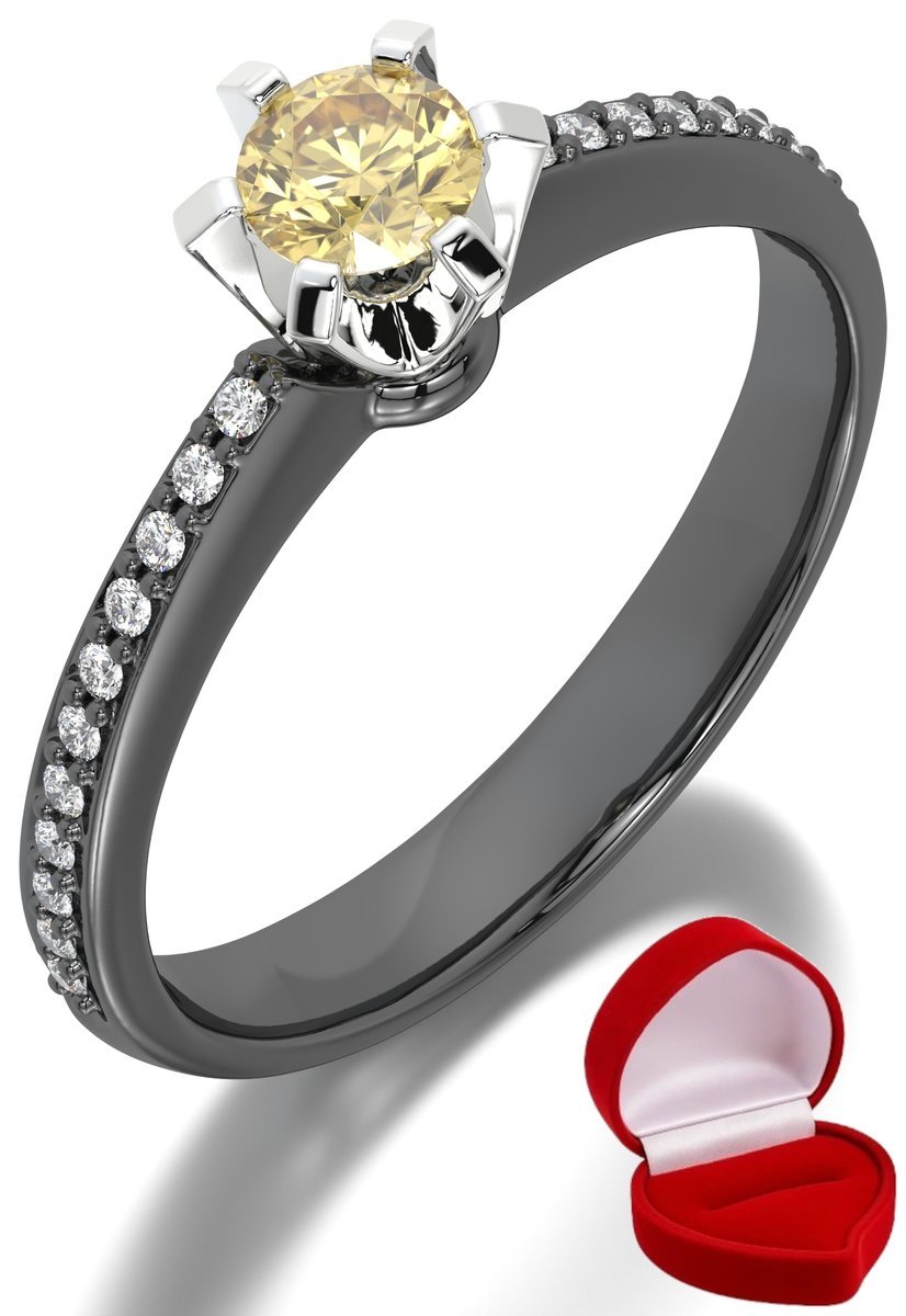 ZŁOTY PIERŚCIONEK ZARĘCZYNOWY 585 14k SZAFIR 0,19 ct CZARNE ZŁOTO R30