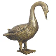 Figurki dekoracyjne - Figurka Dekoracyjna Gęś Aluminium Złota 46 cm Nowoczesna Dekoracja - miniaturka - grafika 1