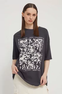 Koszulki sportowe damskie - Billabong t-shirt bawełniany BILLABONG X CORAL GARDENERS damski kolor szary - grafika 1