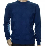 Swetry męskie - STROKERS klasyczny sweter męski ze wzorem tłoczonym M niebieski indygo - miniaturka - grafika 1