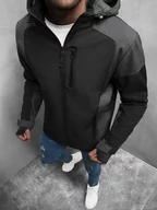 Kurtki męskie - KURTKA SOFTSHELL PRZEJŚCIOWA MĘSKA Z KAPTUREM CZARNA OZONEE JS/HM190/1 - Ozonee - miniaturka - grafika 1