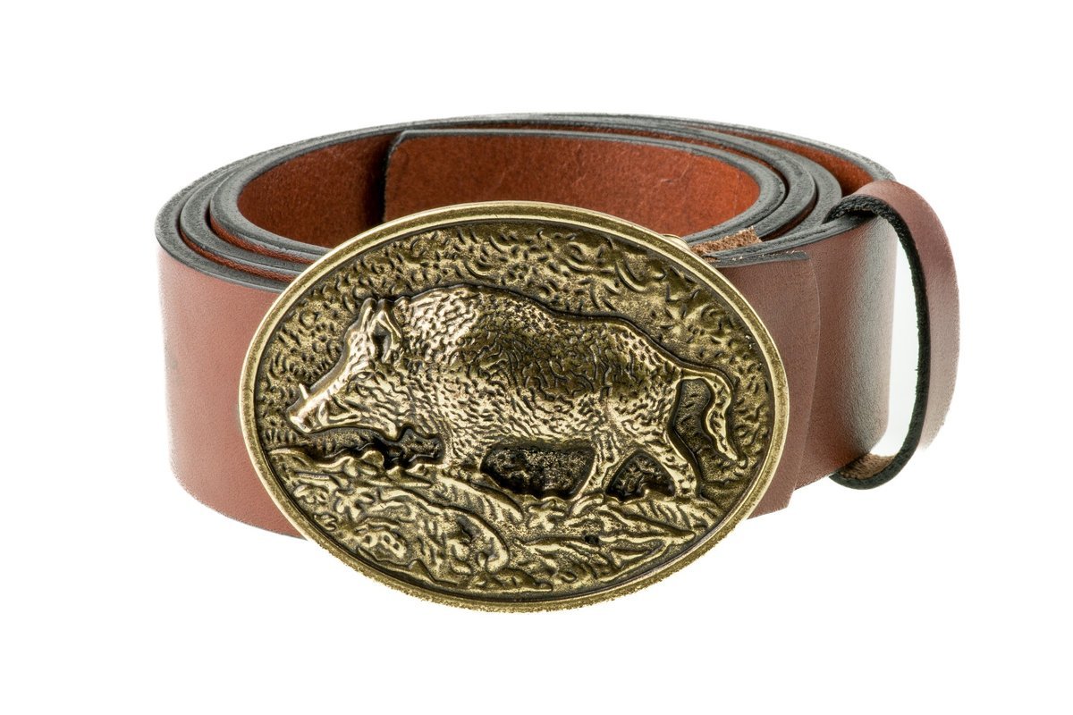Pasek skórzany BÓR HUNTER ELEGANCE - Boar Gold -85
