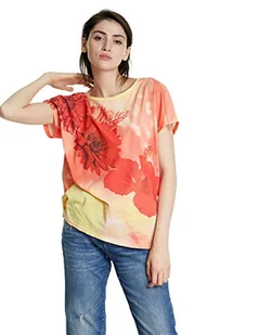 Desigual Ts_red Flowers t-shirt damski - Koszulki i topy damskie - miniaturka - grafika 1