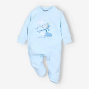 Błękitny pajac niemowlęcy SAMOLOTY z bawełny organicznej dla chłopca-62 - Pajacyki dla niemowląt - miniaturka - grafika 1