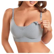 Biustonosze ciążowe - Biustonosz ciążowy stanik bezszwowy do karmienia - szary - XL - miniaturka - grafika 1