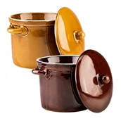 Beczki - Pojemnik garnek ceramiczny kamionka brązowa 1 L na ogórki, kapustę, smalec, masło - miniaturka - grafika 1
