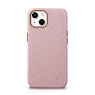 Etui i futerały do telefonów - iCarer Litchi Premium Leather Case skórzane etui iPhone 14 magnetyczne z MagSafe różowy (WMI14220709-PK) - miniaturka - grafika 1