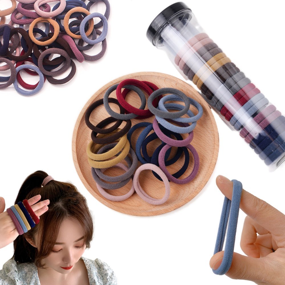 Gumki frotki do włosów tuba ciemne bez łączeń wielokolorowe elastyczne