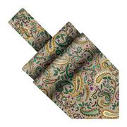 Krawaty i muchy męskie - Fular bawełniany beżowy w zielone paisley EM - EM Men's Accessories - miniaturka - grafika 1