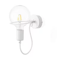 Lampy ścienne - Biała lampa ścienna Loft Metal Wall kinkiet z białym przewodem i żarówką LED 4W KOLOROWE KABLE - miniaturka - grafika 1