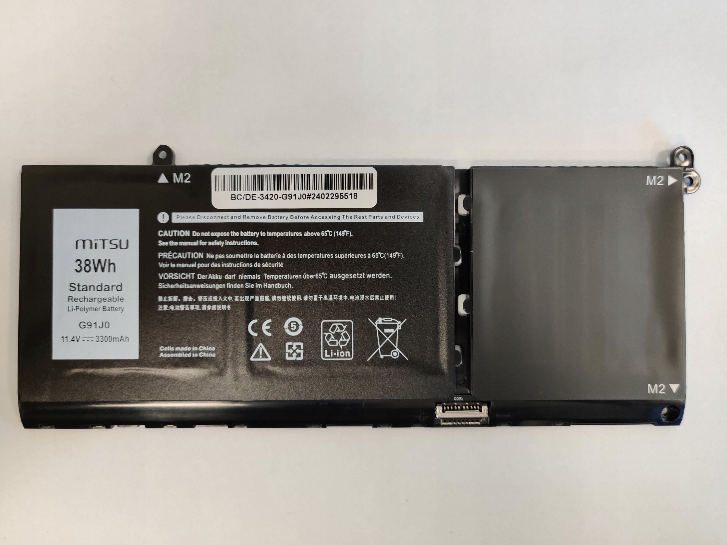 Bateria Mitsu Bateria G91J0 do Dell Inspiron 15 3511 3525 5510 Latitude 3320 3330 3520