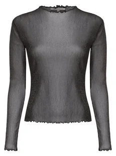 Tom Tailor Denim Damska koszulka z długim rękawem Kobiety Sztuczne włókno czarny|srebrny jednolity, L - Koszulki i topy damskie - miniaturka - grafika 1