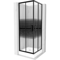 Kabiny prysznicowe - Mexen Rio kabina prysznicowa kwadratowa 70x70 cm, pasy, czarna + brodzik Rio, biały - miniaturka - grafika 1