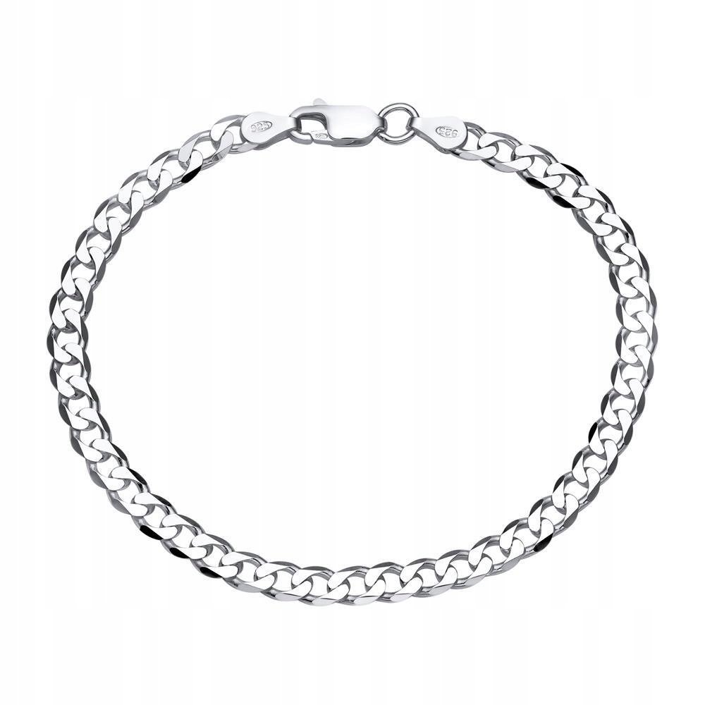 Srebrna Bransoletka Męska Srebro 925 Pancerka 4,5Mm Diamentowana + Gratis