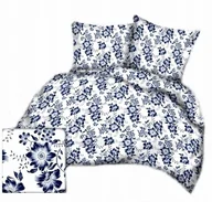 Pościel - pościel bawełna lux 200x220 + 2 poszewka B 343-3 kwiaty niebiekie na białym - miniaturka - grafika 1