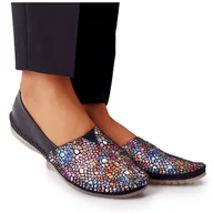 Baleriny - Damskie Skórzane Baleriny Maciejka 01930-87 Czarne wielokolorowe - miniaturka - grafika 1