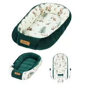 Kokony niemowlęce - Kokon niemowlęcy Flumi dwustronne gniazdko dla dzieci, zielony + leśne zwierzątka - miniaturka - grafika 1