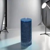 Świece - Świeca woskowa dekoracyjna 7x16 cm w stylu rustykalnym ciemno granatowa Articasa - miniaturka - grafika 1