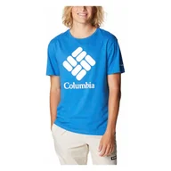 Koszulki męskie - Męska Koszulka COLUMBIA COLUMBIA TREK LOGO SS 1977152432 – Niebieski - miniaturka - grafika 1