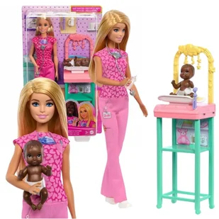 Barbie Kariera Zestaw Lalka Lekarz Pediatra Blond Włosy + Akcesoria 3+ - Lalki dla dziewczynek - miniaturka - grafika 1