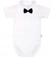 Body dla niemowląt - Body KOŁNIERZYK Polo KR BIAŁE MUCHA czarna r 56 KLEKLE - miniaturka - grafika 1