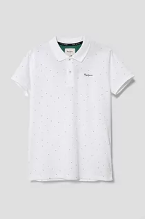 Koszulki dla chłopców - Pepe Jeans polo bawełniane dziecięce UMER kolor biały wzorzysty - grafika 1