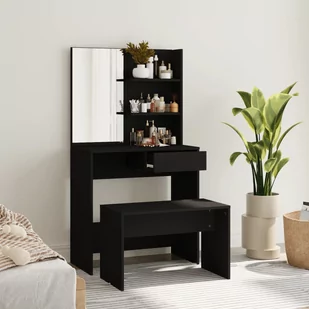 vidaXL Toaletka, czarna, 74,5x40x141 cm - Toaletki - miniaturka - grafika 1