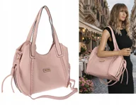Torebki damskie - Torebka Damska Worek Shopper Torba na Ramię duża pajemna CH2166 Różowa - miniaturka - grafika 1