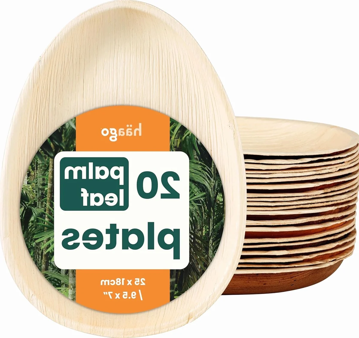 TALERZE 20 SZTUK 25CM LIŚCIE PALMOWE BIODEGRADOWALNE JEDNORAZOWE NATURALNE