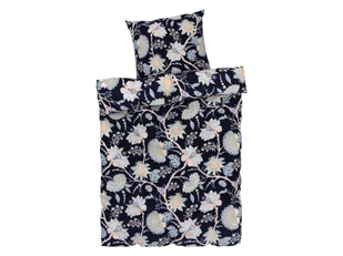 LIVARNO home Pościel z mikrowłókna satynowego, 140 x 200 cm (kwiaty/granatowe) - Pościel - miniaturka - grafika 1