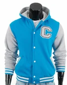 Bluzy męskie - Niebieska bejsbolówka męska z kapturem ''Federico'' od Carlo Lamon - miniaturka - grafika 1