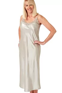 Marlon Damska koszula nocna Juno Strappy Satin & Floral Lace, Szarobeżowy, 52-54 - Piżamy damskie - miniaturka - grafika 1