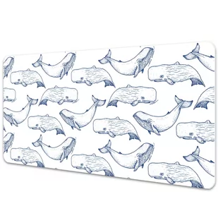 Podkładki na całe biurko Niebieskie Wieloryby 120x60 cm - Podkładki na biurko - miniaturka - grafika 1