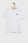 Koszulki i topy damskie - adidas Originals t-shirt bawełniany dziecięcy kolor biały gładki - miniaturka - grafika 1