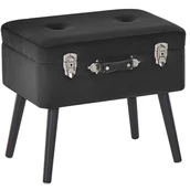 Taborety i hokery - Beliani Hoker czarny welur MALLARD - miniaturka - grafika 1