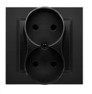 Gniazdka elektryczne - Kontakt Simon Gniazdo podwójne BEZ uziemienia monoblok SIMON 10 - czarny mat - miniaturka - grafika 1