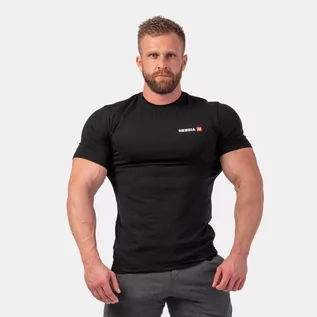 Koszulki sportowe męskie - NEBBIA Męska koszulka Minimalist Logo Black M - grafika 1