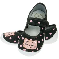 Buty dla dziewczynek - Kapcie dziecięce przedszkolne KOTKI rzepy wkładka skórzana polskie RAWEKS D47 - miniaturka - grafika 1