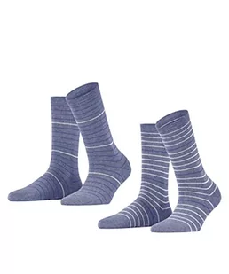 ESPRIT Fine Stripe 2-Pack skarpety damskie trwałe bawełna organiczna czarne szare plus kolory wzmocnione fantazyjny wzór z kolorowymi paskami zestaw 2 par, niebieski (Dżinsy 6458), 35-38 EU - Skarpetki damskie - miniaturka - grafika 1