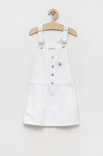 Sukienki i spódniczki dla dziewczynek - Calvin Klein Jeans sukienka jeansowa dziecięca kolor biały mini prosta - grafika 1