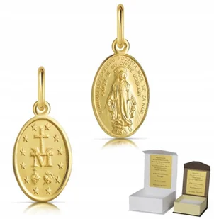 Złoty Cudowny Medalik Matka Boska Chrzest Komunia ZŁOTO pr. 585 MZ7 - Wisiorki - miniaturka - grafika 1