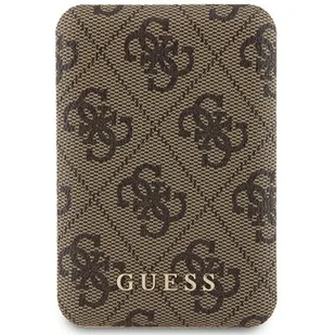 Guess Powerbank indukcyjny 15W GUPB5FP4EMGW 5000mAh brązowy/brown 4G Leather Metal Logo MagSafe - Powerbanki - miniaturka - grafika 1