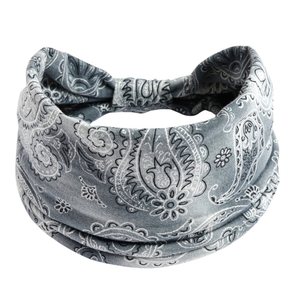 Opaska do Włosów Szara Turban na Głowę Szeroka Elastyczna MIŁA W DOTYKU