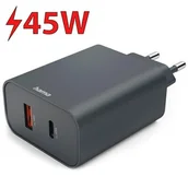 Ładowarki do telefonów - Ładowarka sieciowa HAMA Ecosential 45W PD Antracyt - miniaturka - grafika 1