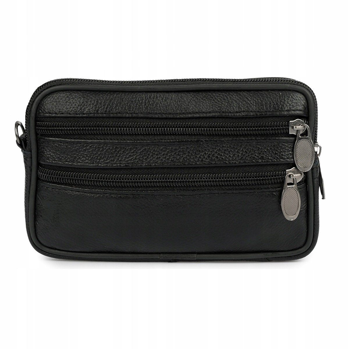 Saszetka Męska Do Paska Na Telefon Portfel Skórzana Pojemna Czarna