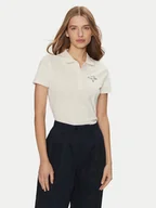Koszulki i topy damskie - Tommy Hilfiger Polo WW0WW43930 Beżowy Slim Fit - miniaturka - grafika 1
