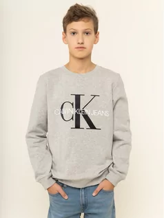 Bluzy dla chłopców - Calvin Klein Jeans Bluza Monogram Logo IU0IU00069 Szary Regular Fit - grafika 1