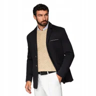 Marynarki męskie - Dzianinowa marynarka męska o dopasowany kroju - czarna V5 OM-BLZB-0100 XL - miniaturka - grafika 1