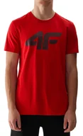 Koszulki męskie - T-shirt męski 4F Koszulka regular z nadrukiem czerwony - miniaturka - grafika 1
